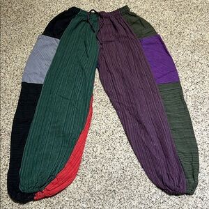 Vibrant Patchwork Harem Pants with Elastic Waist